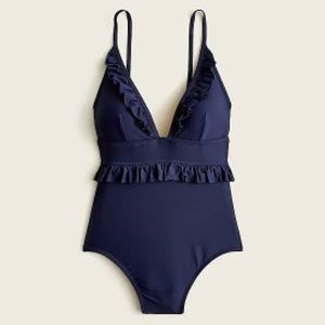 J.Crew Long Torso Deep-V Ruffle One Piece Swimsuit NAVY Size 2 - SOLD OUT